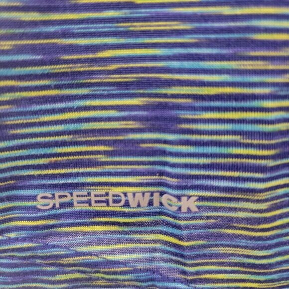 Reebok Women’s Speedwick Performance Blue Space Dye Workout Top – Size Large - Picture 5 of 14